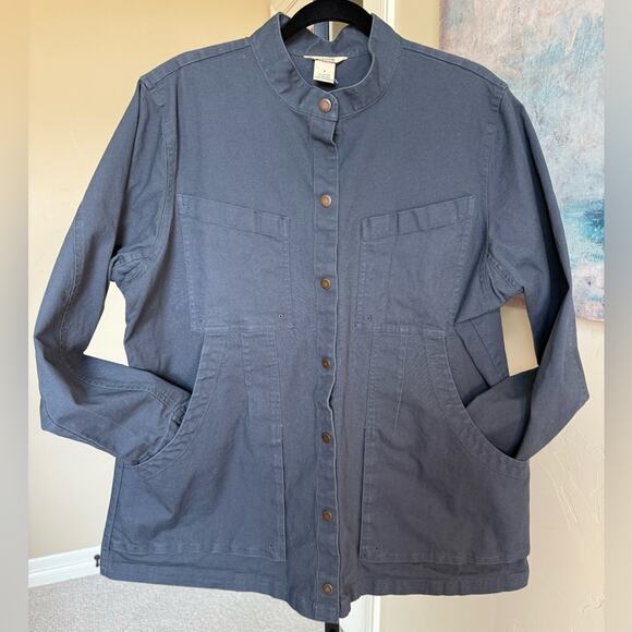 Duluth Trading Co Women’s DuluthFlex Fire Hose Smock Jacket Gray Utility Large - Picture 1 of 5